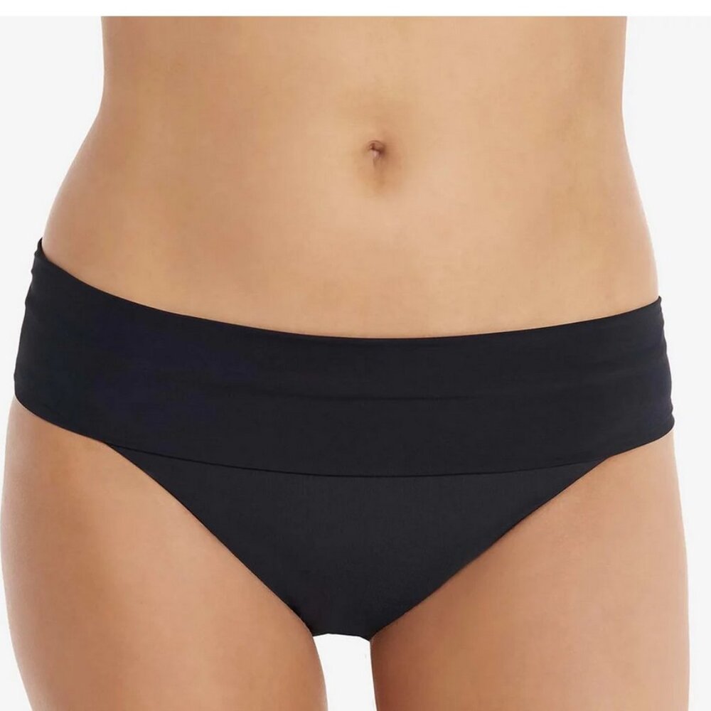 NWT AMORESSA BY MIRACLESUIT Gimlet Folded Waist Pant Swim Bottom Black Size 10